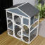 Enceinte d'extérieur pour chat en bois gris avec dessus imperméable, 3 plateformes et 2 cages pour animaux de compagnie