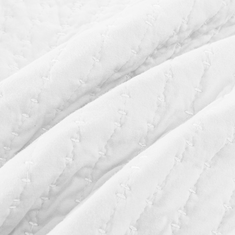 King White Cotton Reversible Quilt Set