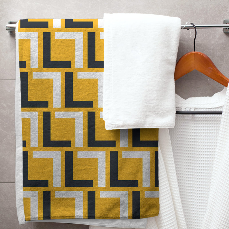 Bath Towel, Gold/Black/White
