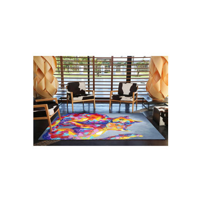 Pastel Drawn Animal Cat Patterned Woven Base Machine Washable Rug