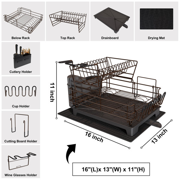 Majalis Dish Drying Rack, 2 Tier Stainless Steel Dish Racks for