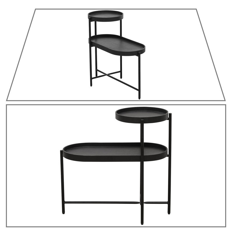 Minimalist Design Two-Tier Side Table with Adjustable Foot Pads