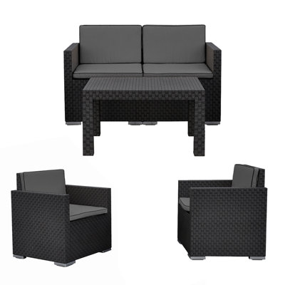 Egidio 4 Seater Rattan Effect Conversation Set