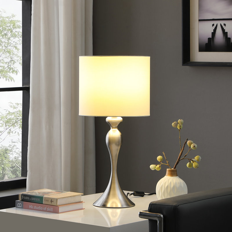 Candlestick Table Lamp, Brushed Silver