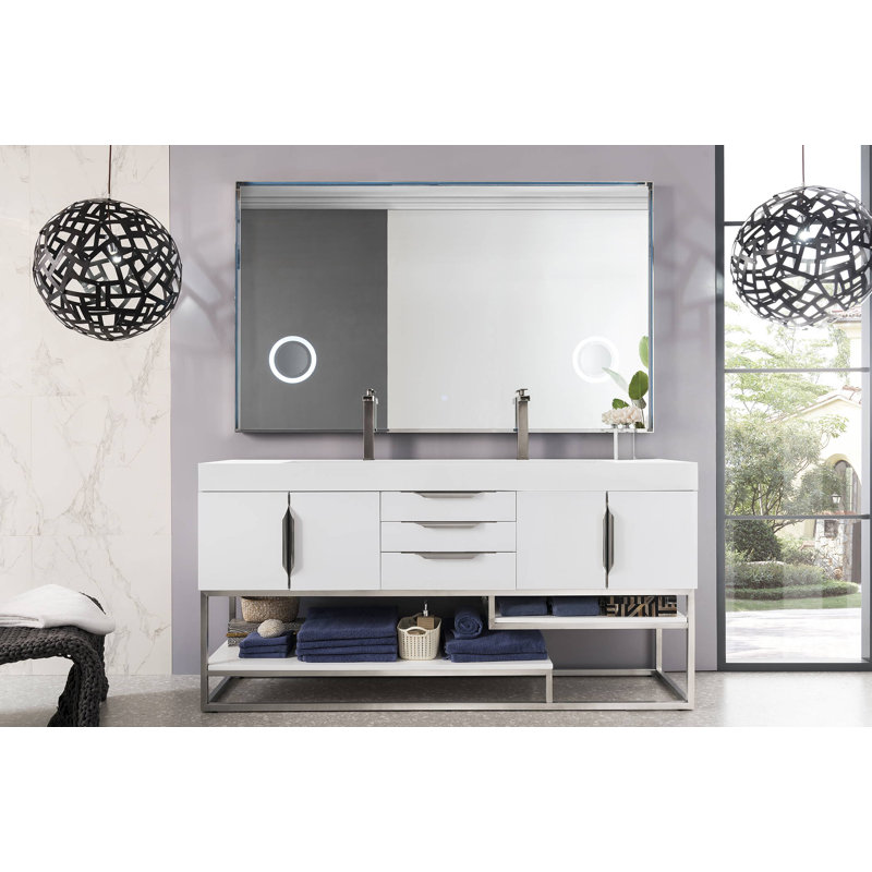 Columbia 72'' W Single Vanity, Glossy White, Dusk Gray, Brushed Nickel