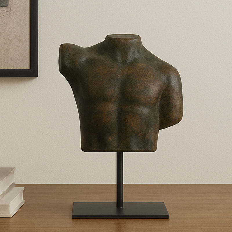 Victor Cast Alumiinum Sculpture Aged Black, Dark Green