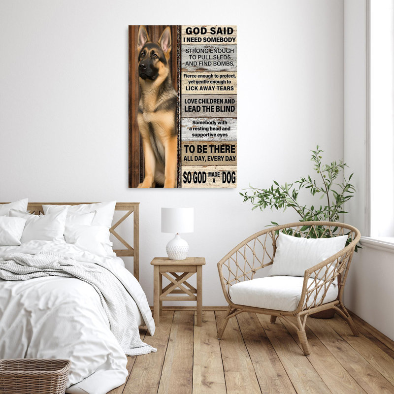 «So God Made A Dog» - 1 pièce, impression rectangle «So God Made A Dog - 1 pièce», impression sur toile tendue sur toile tendue