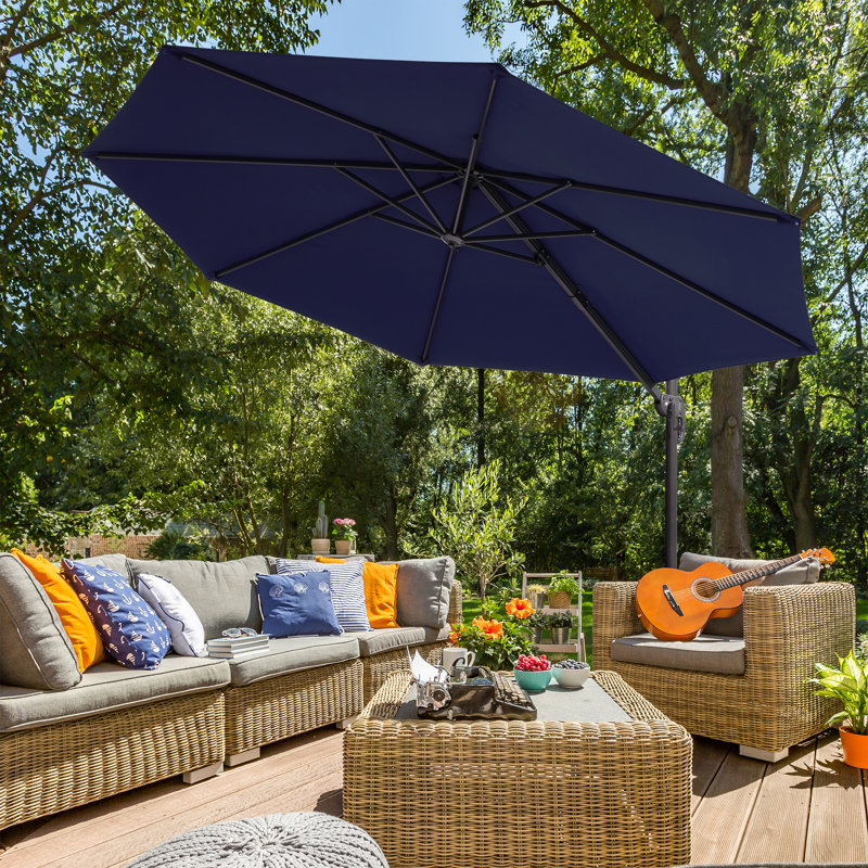 Parasol en porte-à-faux rectangulaire Sayhaan , Marine, H 106 po x l 138 po x P 138 po