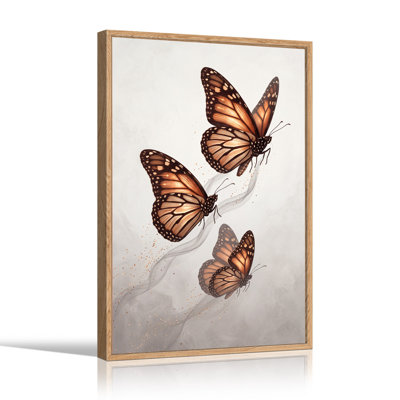 Orange Monarch Butterflies With Smoke Trails And Gold Dust Canvas Wall Art