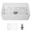Tablier de 30 pouces - Évier de cuisine avant blanc en céramique, option d'installation réversible disponible, grille de vaisselle en acier inoxydable 304 et crépine, bol simple en céramique à l'épreuve des éclats
