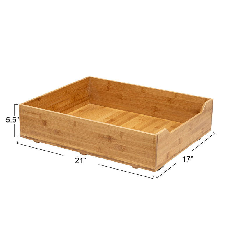 Natural Bamboo and Steel 17" Pull-Out Storage Drawer