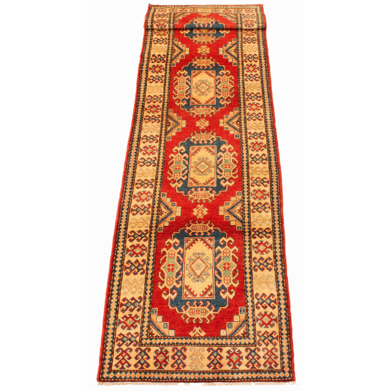 Tapis rouge en laine noué à la main 2 pi 10 po x 11 pi 1 po Gazni