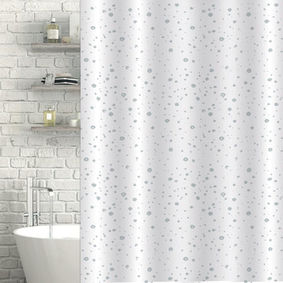 Droplets White Shower Curtain