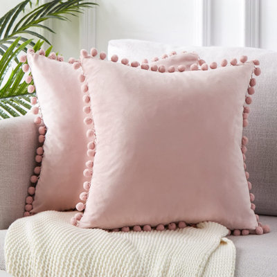 Deconovo Pom-poms Reversible Pillow Cover