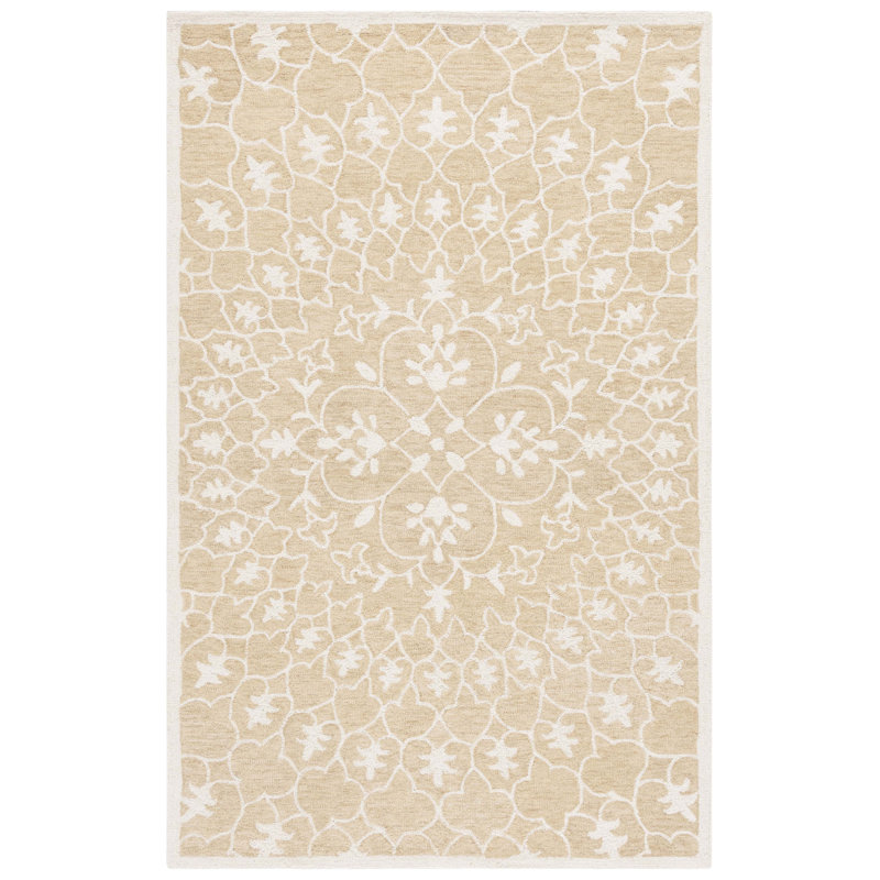 Metro 386 Hand Tufted Wool/Cotton Geometric Rug in Gold/Ivory, Rectangle 8' x 10'