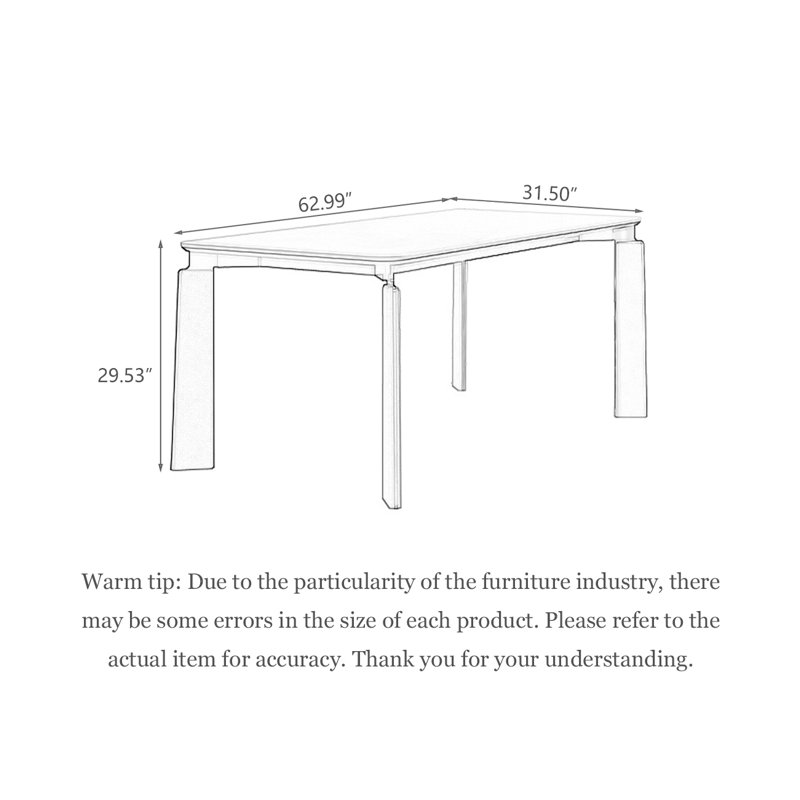 Cream-style Rectangular Sintered Stone Dining Table, 29.53"H x 62.99"L x 31.5"W