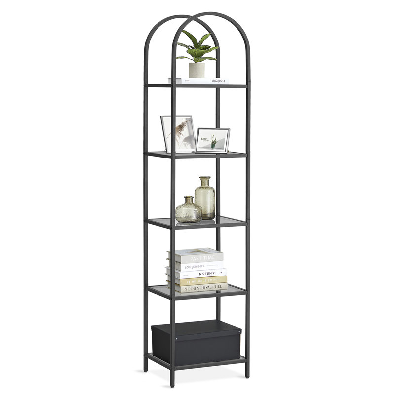 Adrianne 72.2'' H x 15.7'' W Steel Etagere Bookcase, Black