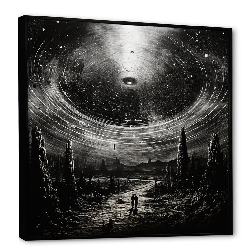 Minimalisme, science-fiction, ovni - impressions sur toile, H 30 po x l 30 po x P 1 po, Cadre flottant noir