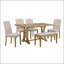 Ensemble de table de salle à manger, table à tréteaux rectangulaire et banc de chaises rembourrées-272523564