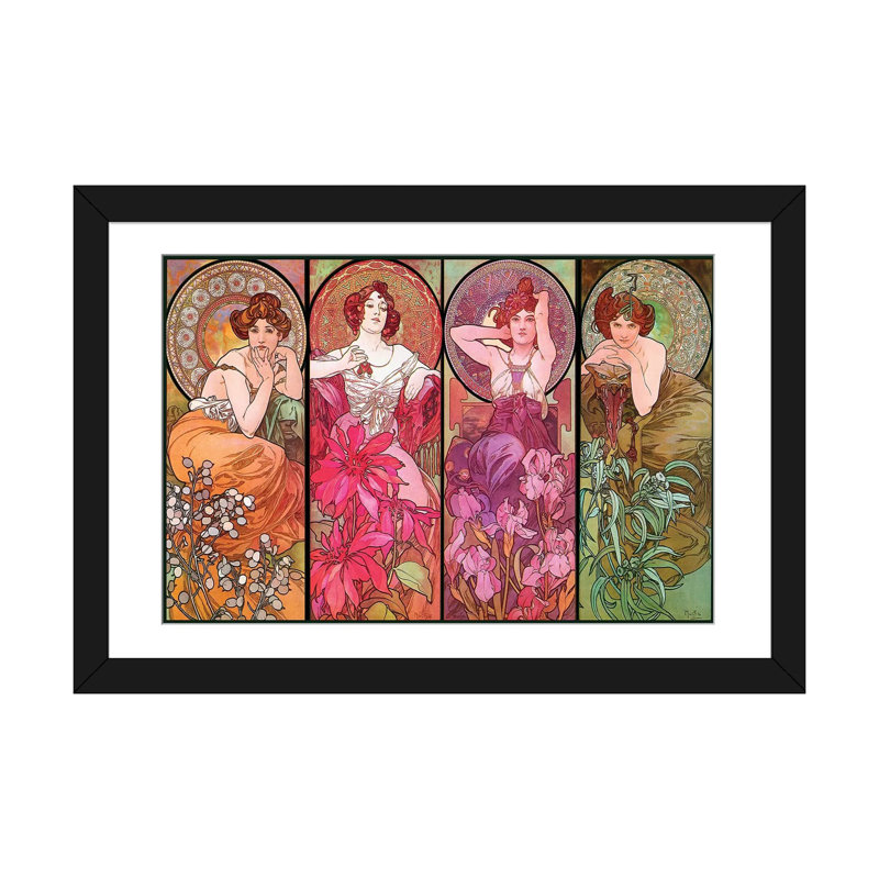 «The Precious Stones (Ruby, Emerald, Amethyst, Topaz), 1900», reproduction sur toile, H 16 po x l 24 po x P 1 po, Blanc