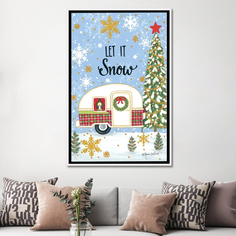 « Let It Snow camper » par Annie LaPoint-impression d’art graphique, Pas de tapis, H 60 po x l 40po x P 1,5 po