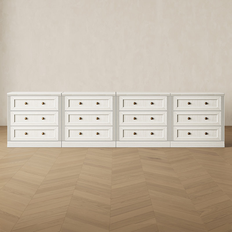 Buffet modulaire moderne Monos avec meuble bas à 12 tiroirs, blanc, Blanc