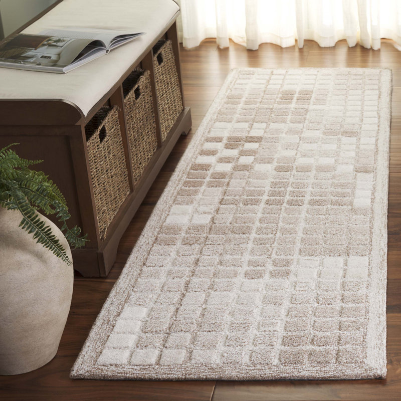 Tapis ivoire / brun Aryaman 375, Tapis de couloir 2 pi 3 po x 8 pi