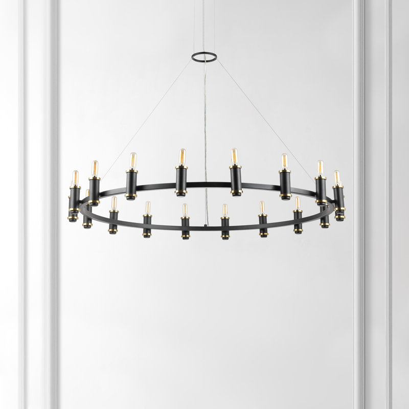 Lustre en roue de chariot à 18 lumières à intensité variable Huffins