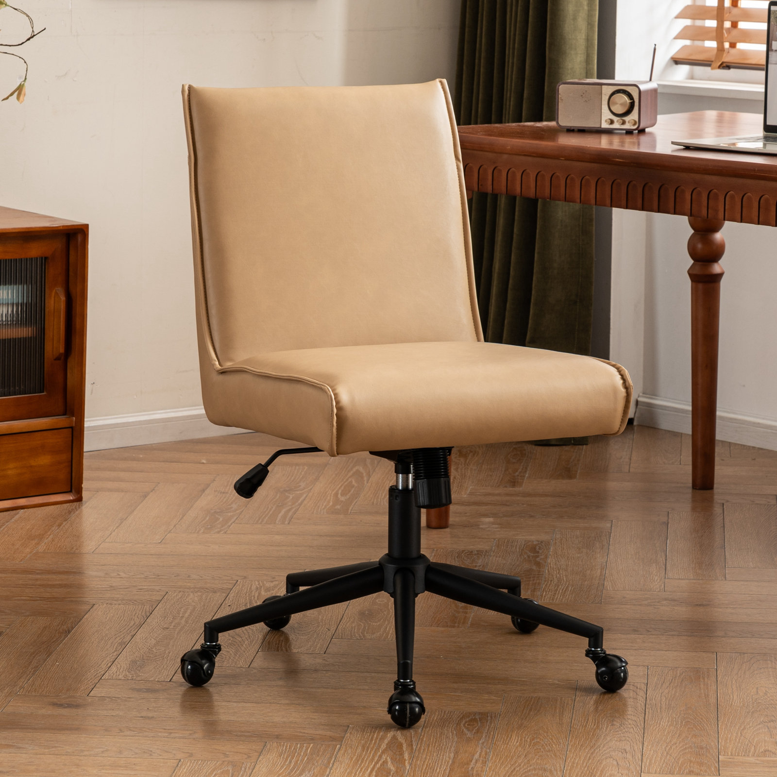 Claudie Office Chair, Taupe Faux Leather