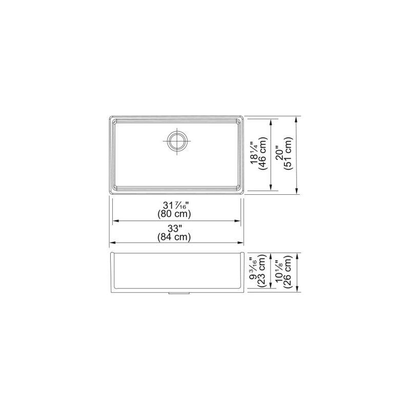 Farmhouse 33" L x 20" W Apron Kitchen Sink, White