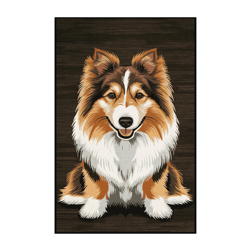 Washable Shetland Sheepdog Dogs Area Rug, Rectangle 4' x 6'
