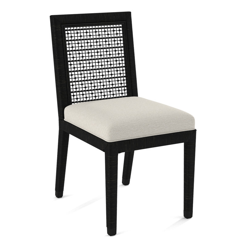 Chaise d'appoint Glinda, Noir, Tissu performance blanc 0851-94