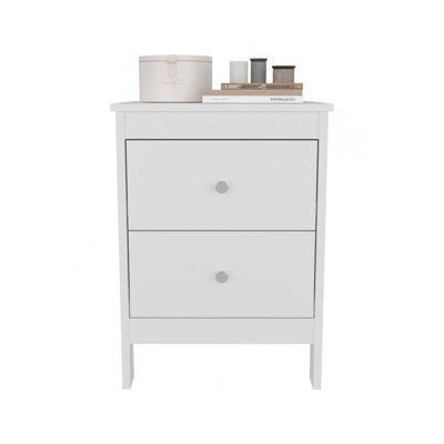 Table de chevet, 2 tiroirs, blanc