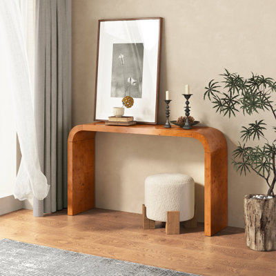 Kialah 52" W Burl Wood Console Table – Artisan Elegance with Graceful Lines