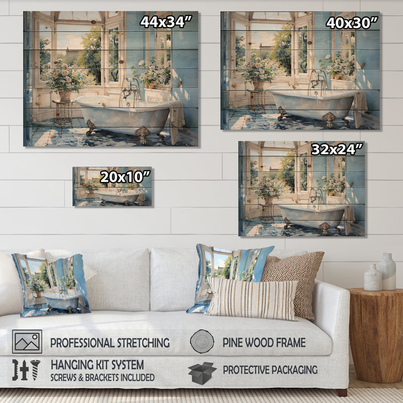 Iwona Bathroom Tranquil Reflections I on Wood Print, H 30 po x l 40 po x P 0,78 po