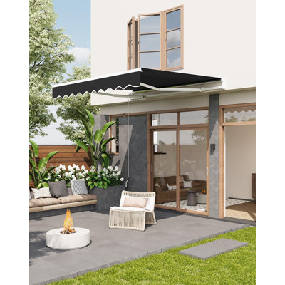 ZACOO 350cm W x 250cm D Polyester Cover Retractable Door / Window Awning