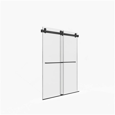 56-60"W X 70"H Frameless Double Sliding Shower Door,5/16" (8Mm) Thick SGCC Tempered Clear Glass,Double Side Easy Clean Coat, Matte Black Finished With Buffer