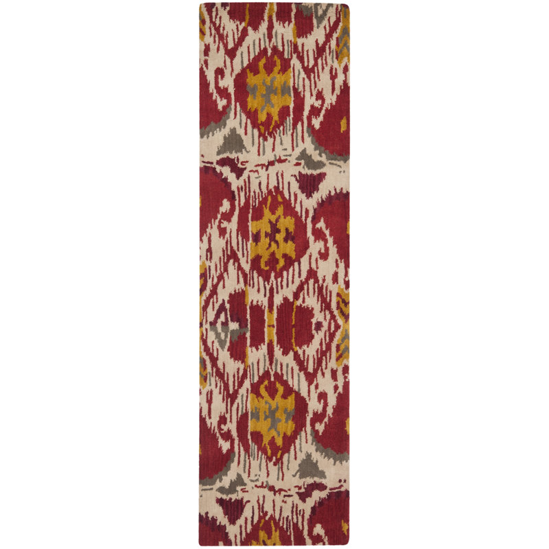 Kline Ikat Hand Tufted Wool Ikat Rug, Runner 2'3" x 12'