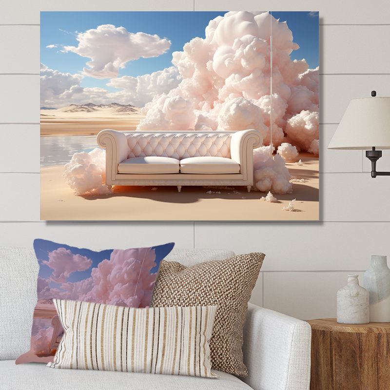 Marshmallow Mirage Fluffy Cloud sur toile, H 30 po x l 40 po x P 1,5 po, Toile tendue