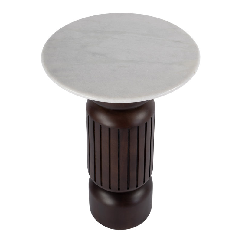 Table d'appoint ronde en marbre et bois de là