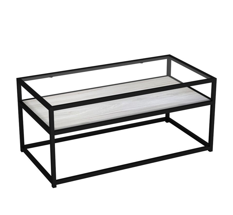 Adelei Solid Wood Four Leg Coffee Table, White Ash