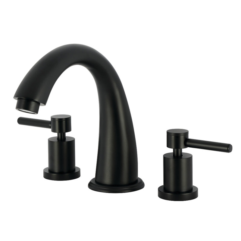 Kingston Brass Concord Two-Handle 3-Hole Deck Mount Roman Tub Faucet, Lever Handle, Matte Black