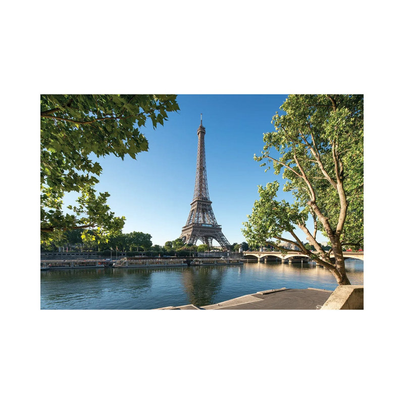 Eiffel Tower Along The Banks Of The Seine River, Paris, France by Jan Becke - Wrapped Canvas Print, 20.32 cm H x 30.48 cm W