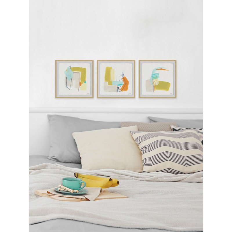 « adagio iii triptyque », ensemble de 3 reproductions encadrées, H 18 po x l 18 po x L 1,5 po