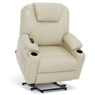 25.2" Seat Width Power Recliner Lift Chair with Massage and Heat, Faux Leather