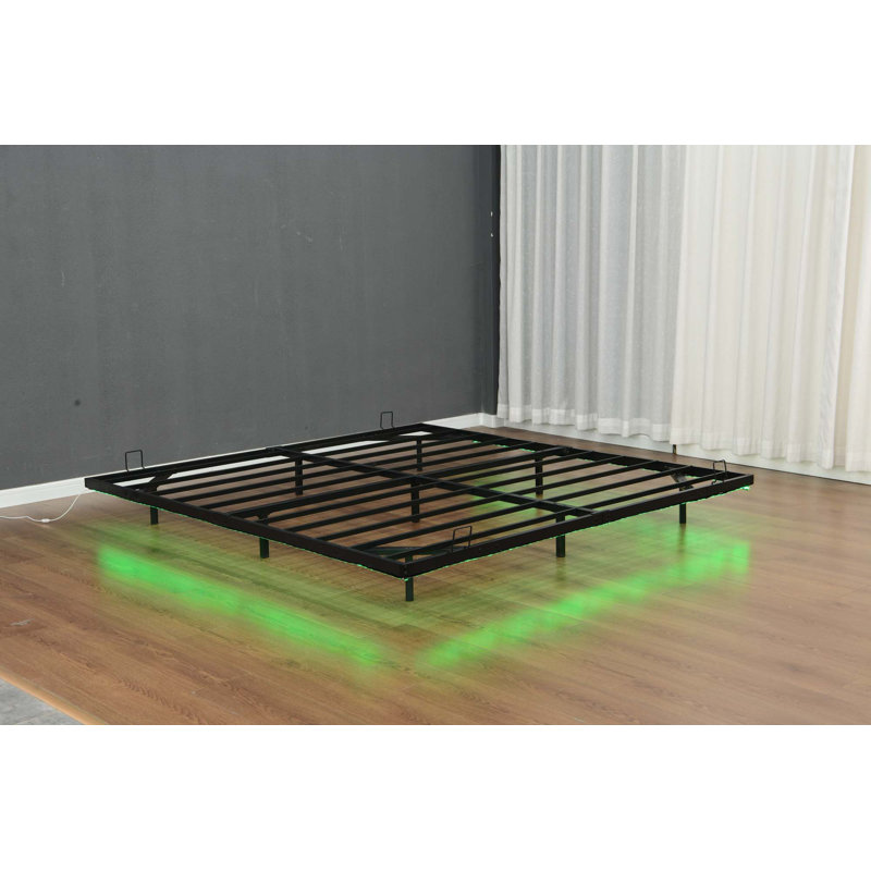 King Size Floating Bed Frames With LED Lights, Metal Platform Bed