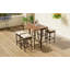 Table de bar 5 pièces et 4 tabourets avec coussins pour l'extérieur