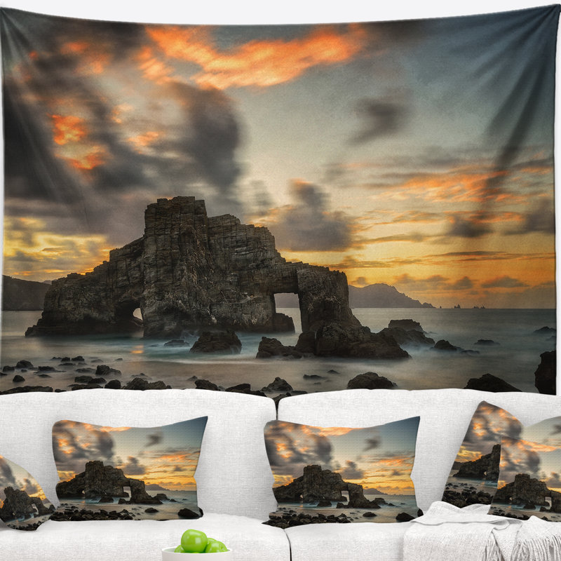 Tapisserie jaune côte atlantique mer côte atlantique, H 50 po x l 60 po