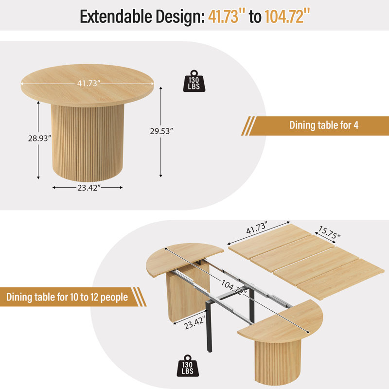 Extendable Dining Table, Natural