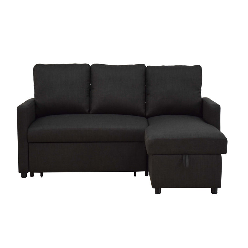 Canapé modulaire en forme de L avec dormeur en laine et gris anthracite Kevon